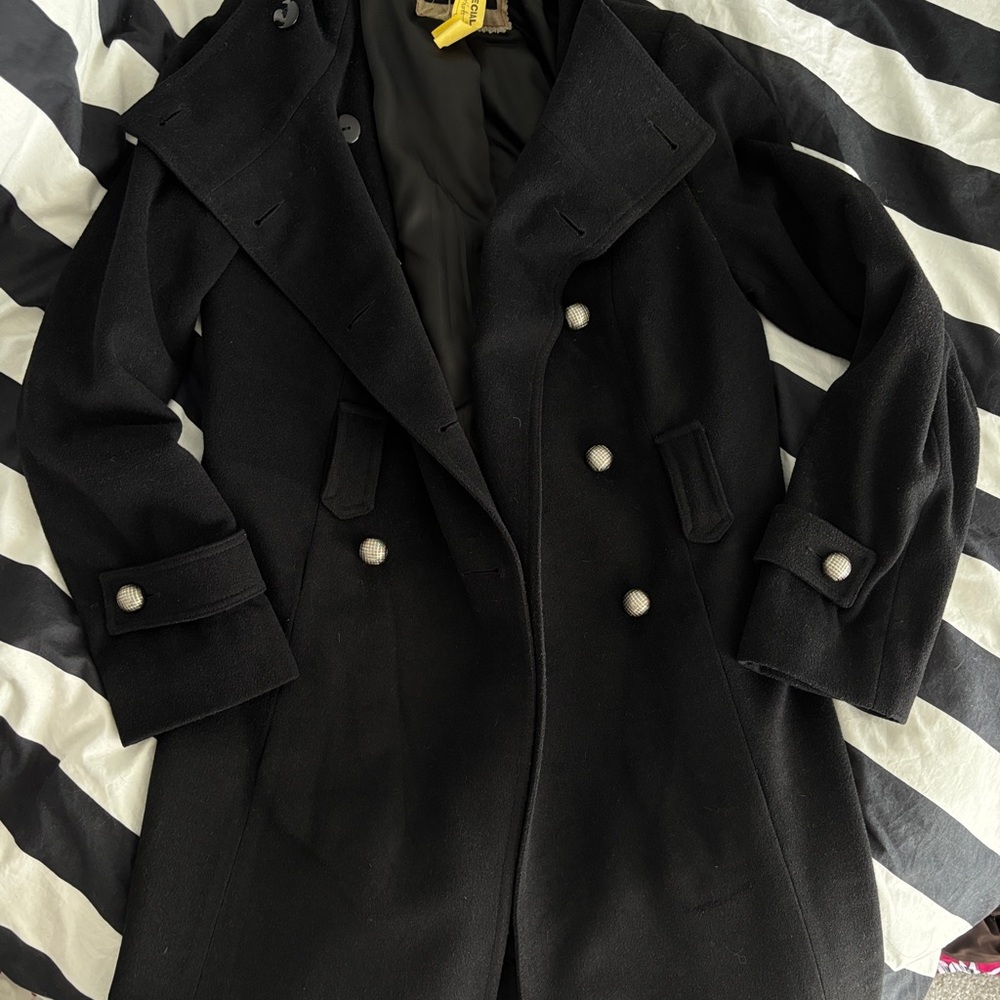 Chic Black Double-Breasted Women's Pea Coat